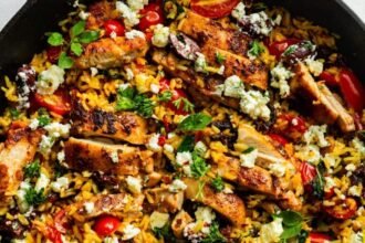 How to make 30 minute one pan greek chicken with lemon rice recipe 770x770.jpg