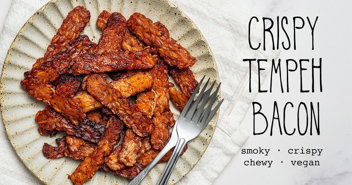 Crispy tempeh bacon recipe marinade air fryer how to make vegan smoky cook baked facebook.jpg