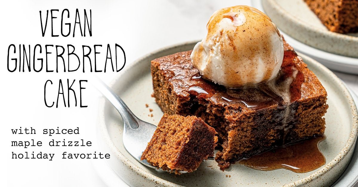 Vegan gingerbread cake with spiced maple drizzle recipe old fashioned sheet cake easy best facebook.jpeg