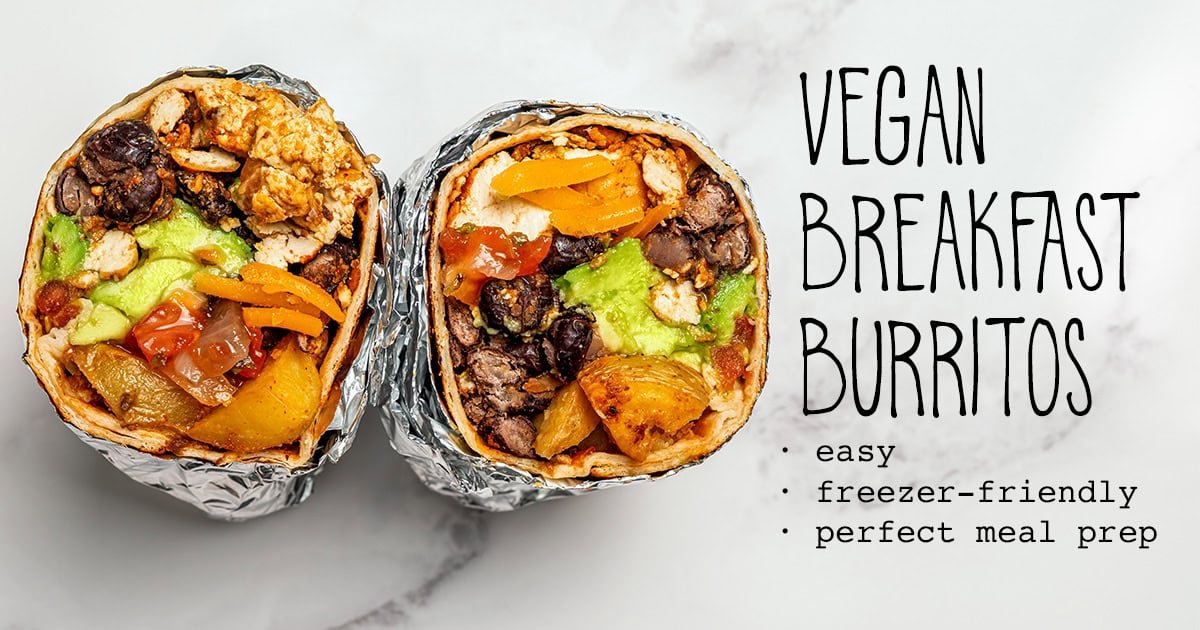 Easy vegan breakfast burritos recipe to freeze meal prep freezer facebook.jpg