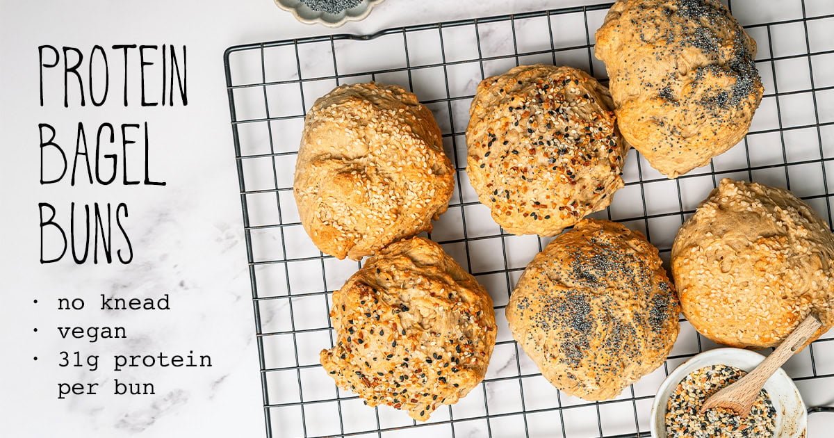 Protein bagel buns no knead vegan recipe high everything facebook.jpg