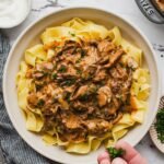 Beef stroganoff on noodles.jpg