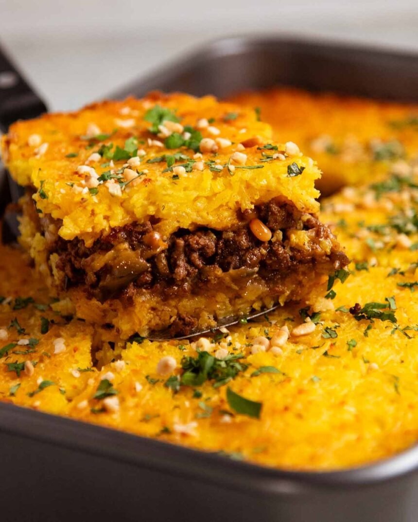 Golden saffron rice bake with baharat spiced lamb 2.jpg