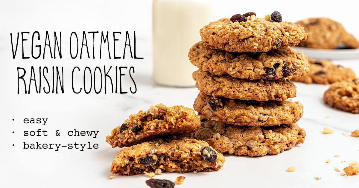 Vegan oatmeal raisin cookies recipe easy chewy molasses facebook.jpg